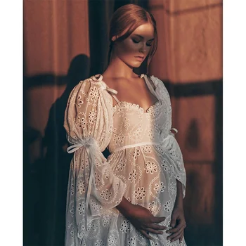 Elegantiškas Suknelės Moterims Balta Motinystės Fotografija Suknelė Ilga Maxi Bohemijos Nėštumo Drabužių Derliaus Baby Shower Fotosesiją