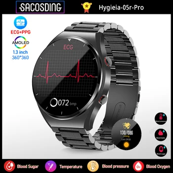Hygieia-05r-Pro neinvazinis Kraujo Gliukozės Smart Watch Vyrai Visiškai Jutiklinis Ekranas Sportas Žiūrėti EKG+PPG Sveikatos 