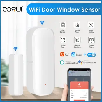 CORUI Tuya Smart WiFi Durų, Langų Jutiklis Apsaugos Durų Magnetiniai Signalo Detektorius Dirbti Su Alexa, Google Namų Protingo Gyvenimo