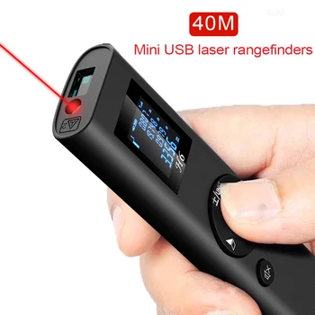 Mini USB 40M Lazeriniai tolimačiai Smart Skaitmeninė Atstumo Matuoklis Diapazonas Nešiojamas Lazerinis tolimatis tipo Rankinės Atstumo Matavimo Skaitiklis