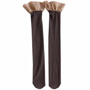 Moterų žiemos kojinės Nėrinių priešslydžio sistema seksualus, kūno spalvos tikrosios odos skverbtis netikrą mėsą kelio kojinių blauzdos kojinės