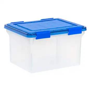 32 Quart WeatherPro™ Tarpiklis skaidraus Plastiko Teisės Failų Saugojimo Dėžutė su Mėlynos spalvos Dangteliu