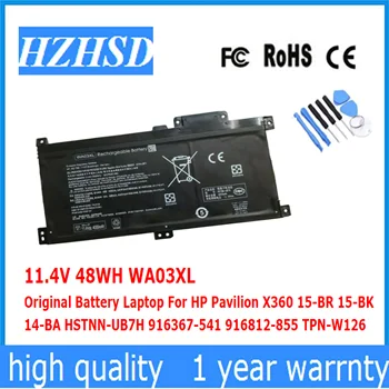 11.4 V 48WH WA03XL Originalus Baterija Nešiojamas kompiuteris HP Pavilion X360 15-BR 15-BK 14-BA HSTNN-UB7H 916367-541 916812-855 TPN-W126