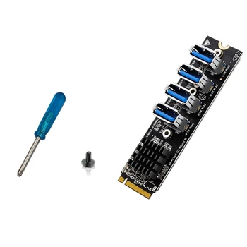 USB 3.0 PCI-E Riser Card M. 2 PCIE Extender Stovo Adapteris Kortelės 4 Port PCI-Express 