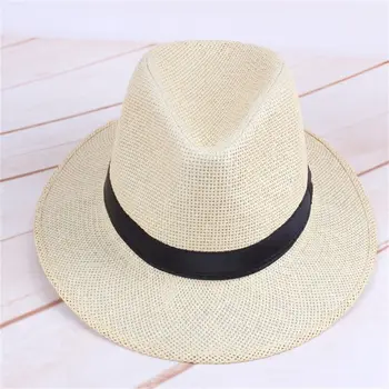 Mados Vasaros Paplūdimio Kelionės Vyrų Šiaudų Skrybėlę Panama Platus Kraštų Sunhat Kaubojaus Kepurė