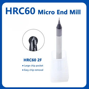 1PC HRC60 Micro Aikštėje Pabaiga Malūnas 2 Fleitos 0.2-0.9 mm TiAIN Micro Butas 4mm Karka Frezavimo Cutter Mirco Karbido CNC Graviravimas Tiek