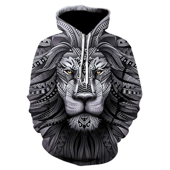 Liūtas Galvos Mados Stilius 3D Atspausdintas Hoodies Harajuku Unisex Puloveriai Hoodie Laisvalaikio Megztiniai Gatvės Viršuje Tracksuit