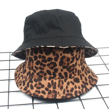 Kibiras-Hat Leopardas Spausdinti Medžioklės Bžūp Dvipusis Tendencija Moterys, Sulankstomas Suncreen Baseino Chapeau Vyrų Ponios Žvejys Skrybėlę