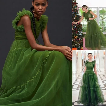 LO&LI Armijos Žalioji Tiulio-Line Suknelė Moterims Pynimas Rankovės Atsitiktinis Paplūdimio Atostogų Moteriška Suknelė Užsakymą Nėščia Suknelė