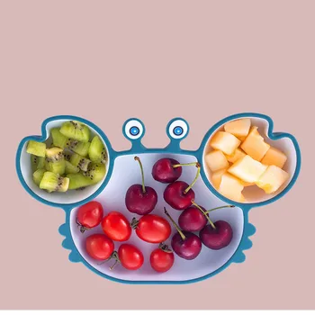 Vaikų Stalo reikmenys Kūdikių Silikono Siurbimo Taurė Cartoon Krabų Tinklelis Papildo Maisto Plokštė