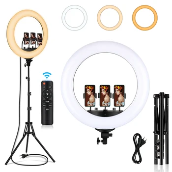 22 Colių LED Šviesos Žiedas Selfie Užpildyti Lempos 3000-6500K Bi-Color Fotografija Apšvietimo su Trikoju Nuotolinio Pritemdomi Vaizdo Ringlight